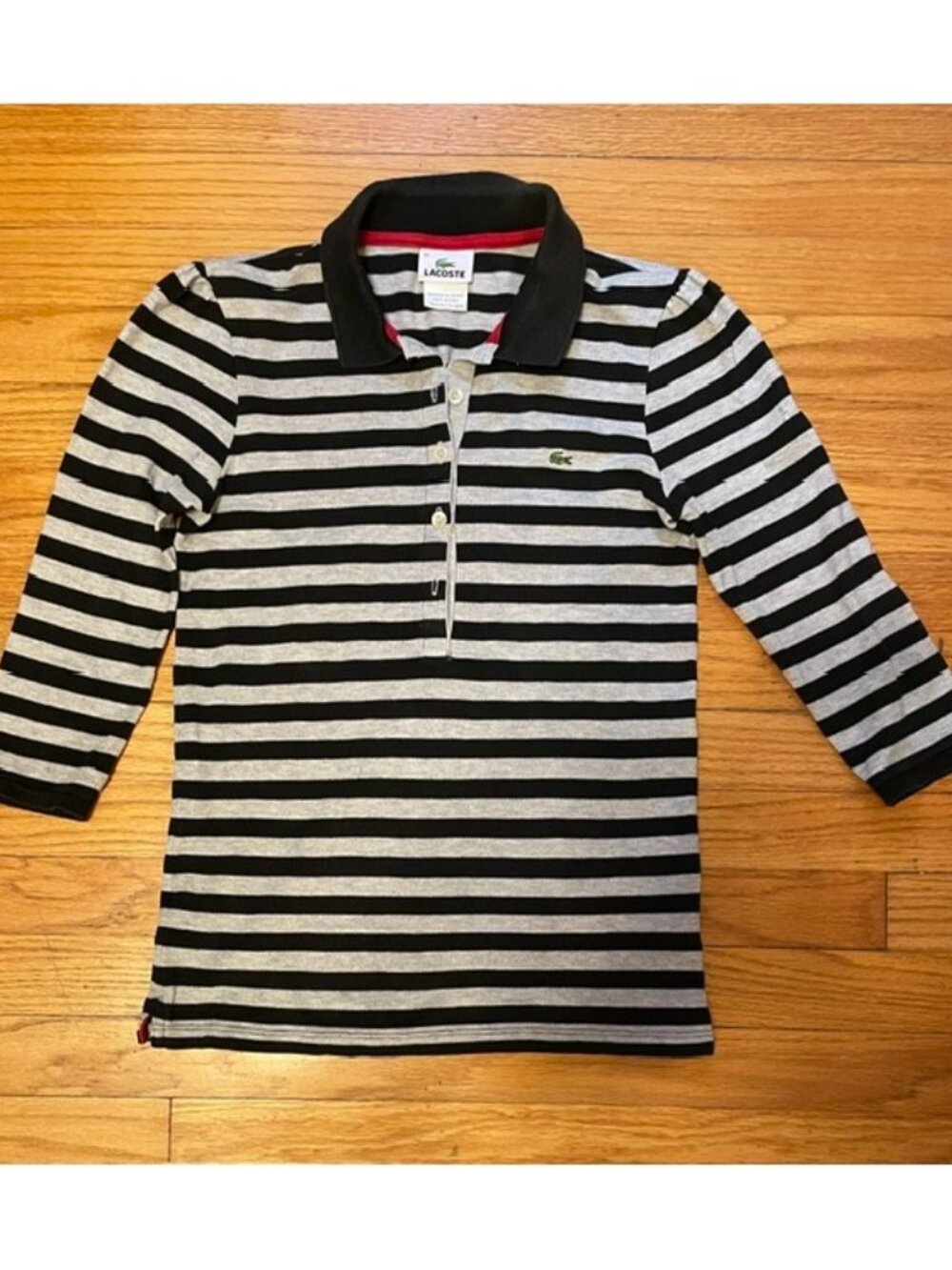 LACOSTE Striped 3/4 Womens Sleeve Polo Shirt 36